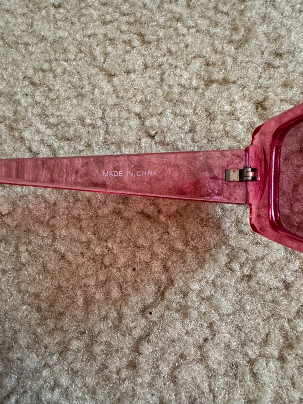 Pink Rectangular Transparent Sunglasses - Picture 6 of 6